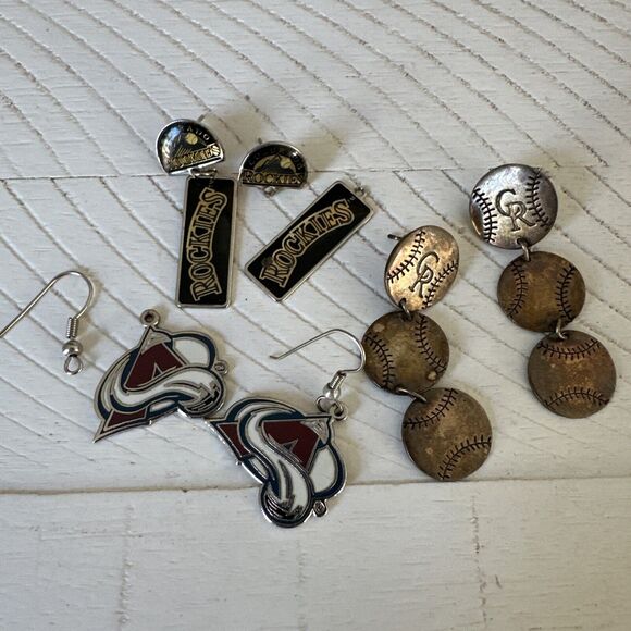 Colorado Rockies and Avalanche Vintage Earrings Custom Jewelry Lot Needs Repair - Picture 1 of 8
